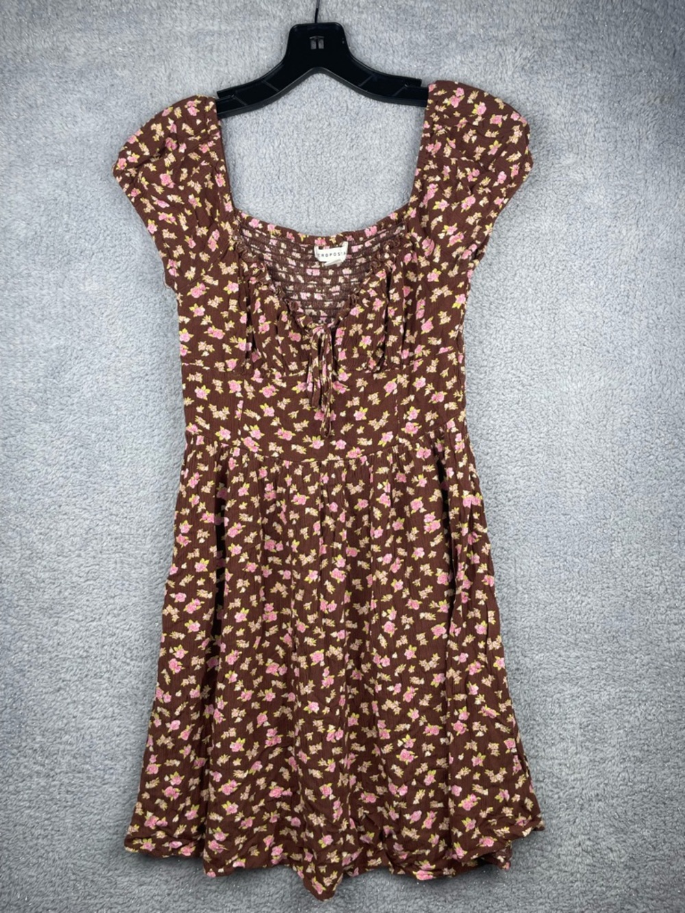 Aeropostale Brown Mini Dress with Pink & Cream Floral Print